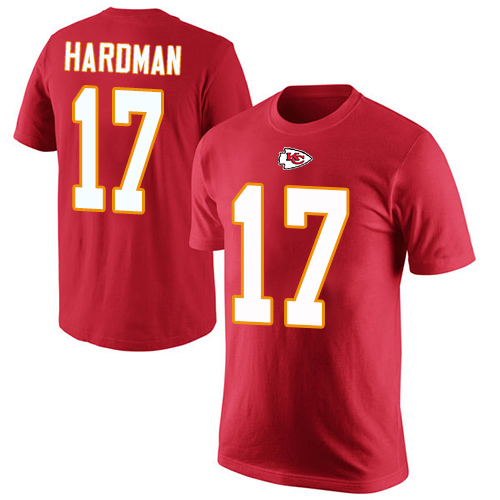 Men Kansas City Chiefs #17 Hardman Mecole Red Rush Pride Name and Number T-Shirt